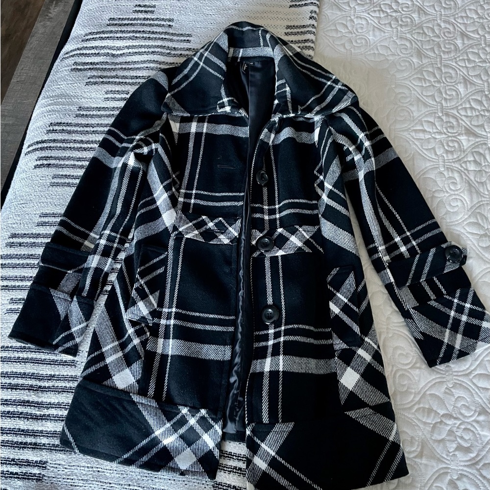 Black and white Ambition plaid peacoat jacket